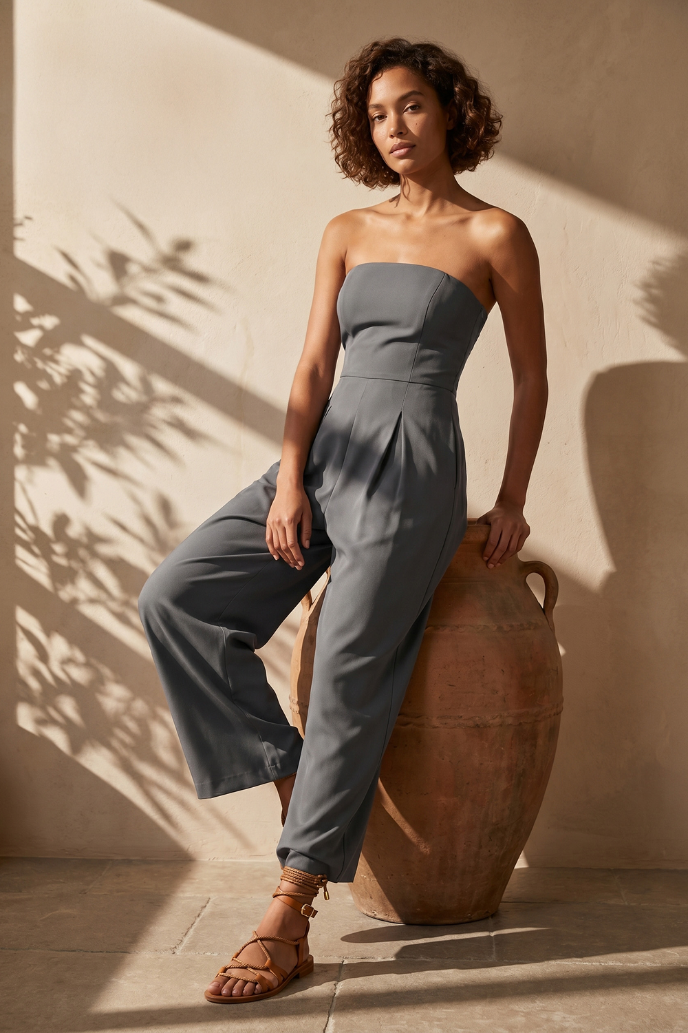 Grant Blanc | Women’s Backless Tube Top Jumpsuit – Elegant Loose Fit