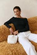 Grant Blanc | Women’s Off Shoulder Sweater Crop Top Long Sleeve