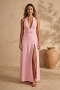 Grant Blanc | Women’s Elegant Halter Maxi Dress Backless Side Slit