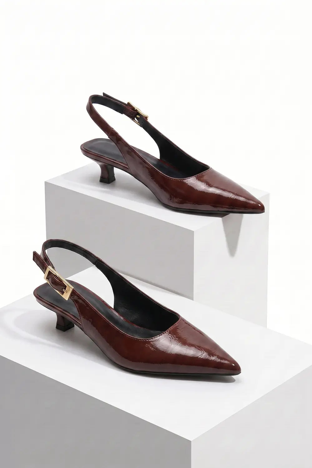 Grant Blanc | Women’s Comfortable Low Heel Leather Slingback Pumps Grant Blanc