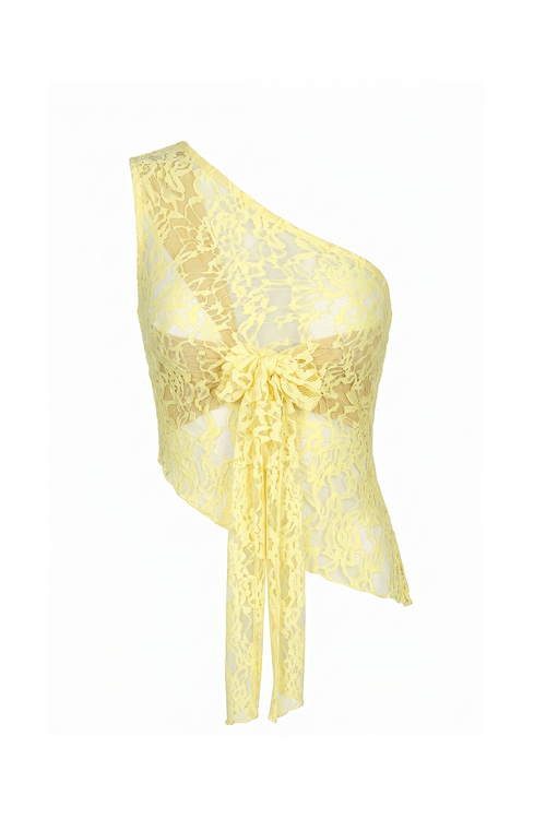 Grant Blanc | Women’s Asymmetrical Lace Top Lightweight Summer Going Out Top