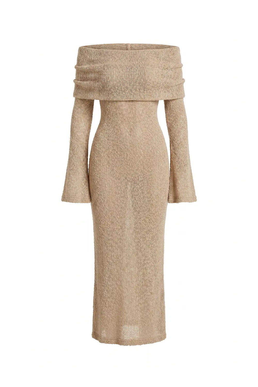 Grant Blanc | Women’s Off Shoulder Knit Maxi Dress Long Sleeve Elegant Fit Grant Blanc