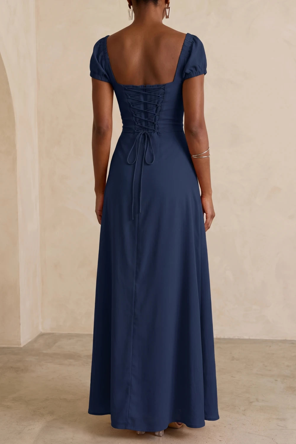 Grant Blanc | Women’s Corset Maxi Dress Lace Up Waist Evening Formal Wear