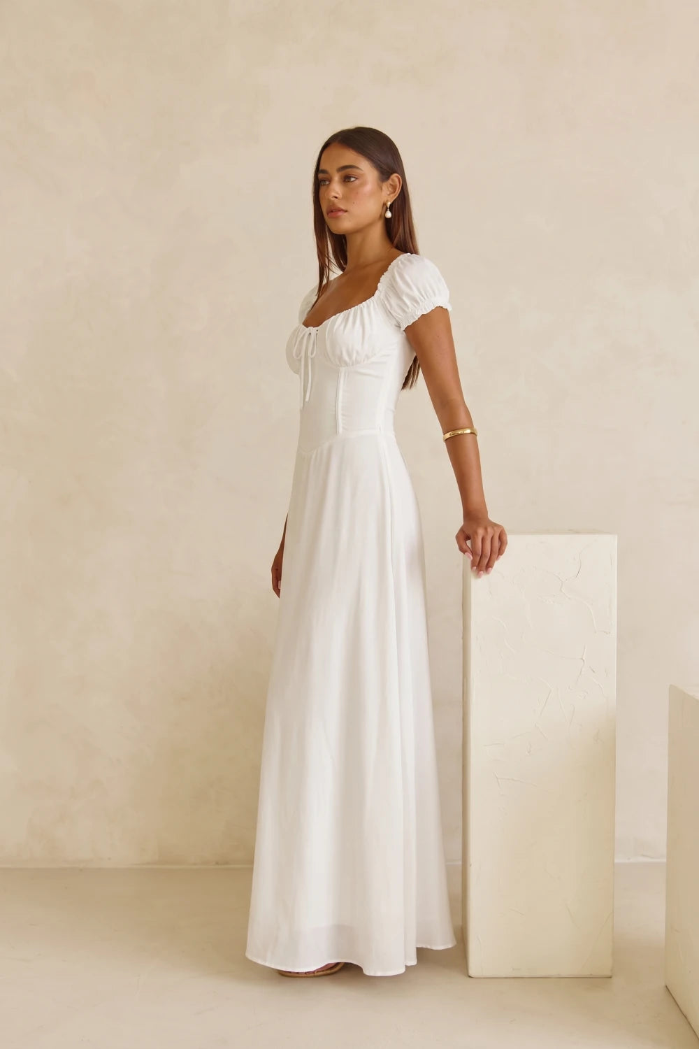 Grant Blanc | Women’s Corset Maxi Dress Lace Up Waist Evening Formal Wear