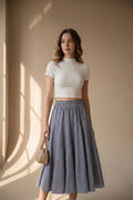 Grant Blanc | Women’s Gingham Maxi Skirt Breathable Lightweight Vacation