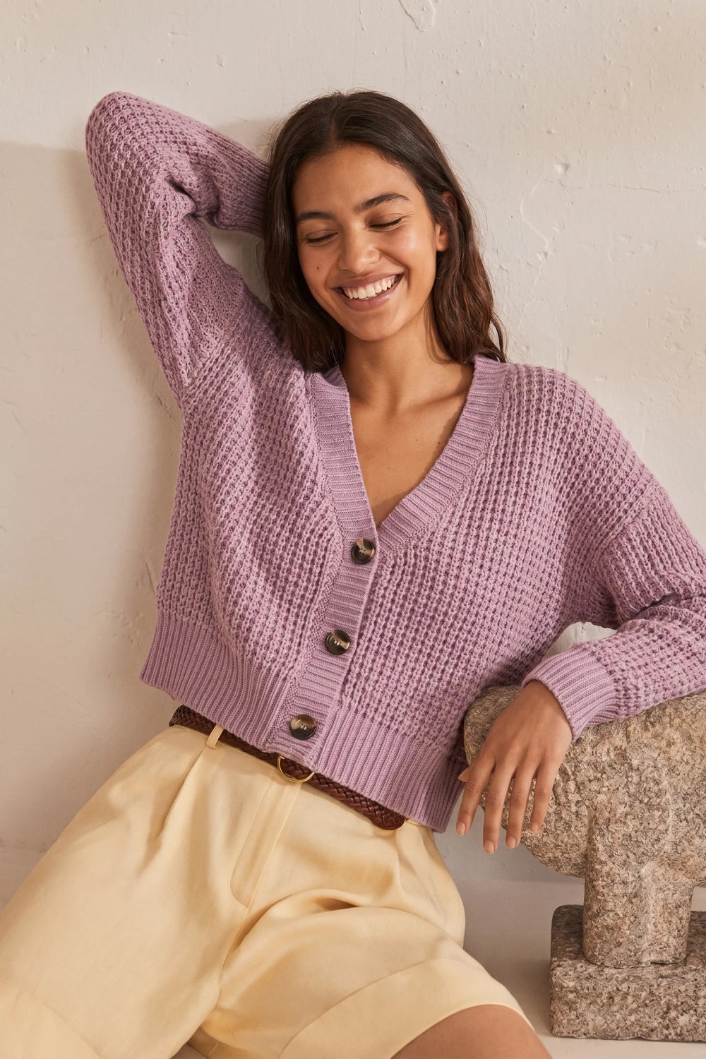 Grant Blanc | Women’s Knitted Cardigan Sweater Cozy Lightweight Layer Top