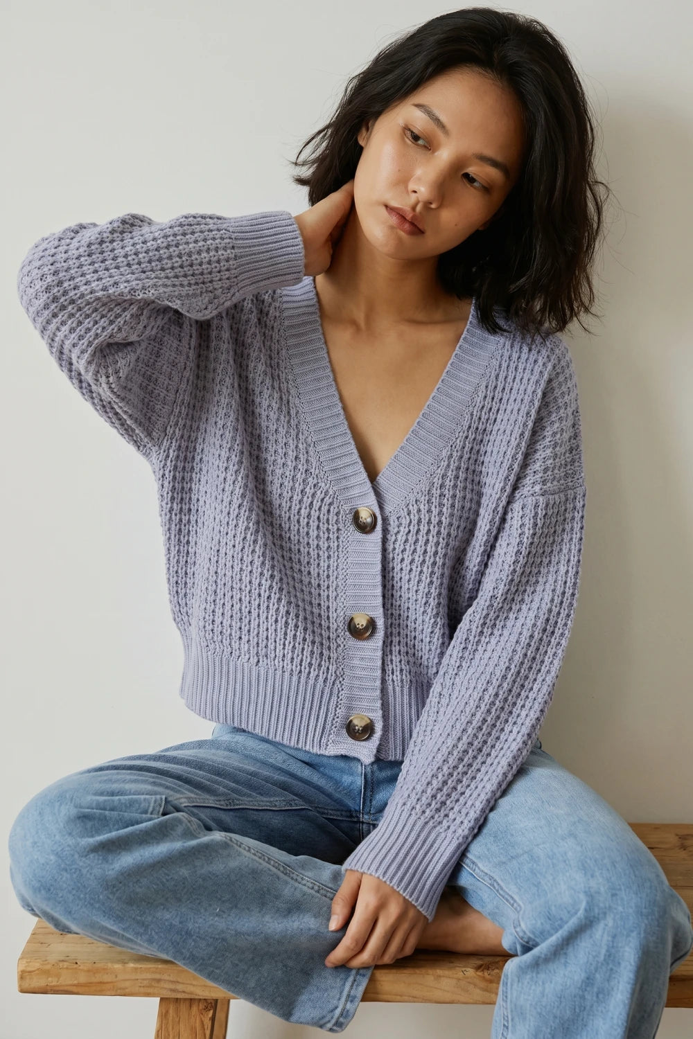 Grant Blanc | Women’s Knitted Cardigan Sweater Cozy Lightweight Layer Top