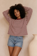 Grant Blanc | Women’s Stripe Long Sleeve Top Comfortable Basic Casual Shirt