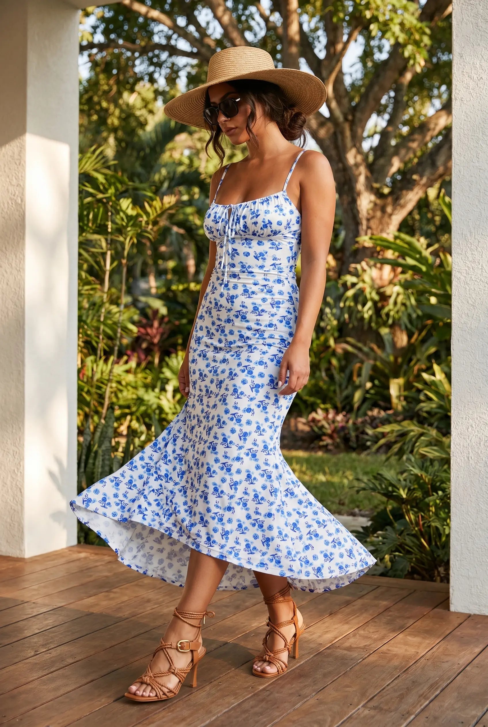 Grant Blanc | Women’s Floral Summer Dress Lightweight Sleeveless Maxi Grant Blanc